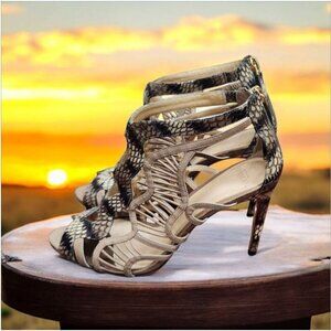 Alexandre Birman  Multicolor Python Embossed Leather Caged Zipper EU 38.5